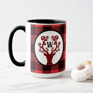 Karierter Rentier-Weihnachtskaffee für kundenspezi Tasse