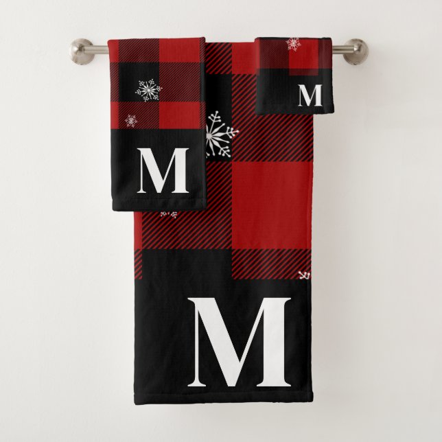Karierter roter Flannel für kundenspezifische Mono Badhandtuch Set (Insitu)