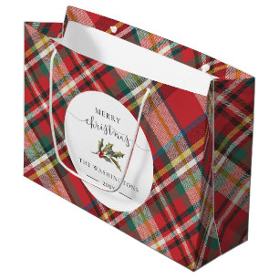 Karierter Roter Karo Rustic Frohe Weihnachtsbauern Große Geschenktüte