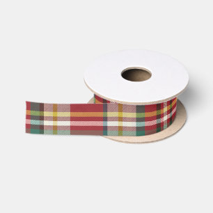 Karierter Roter Karo Weihnachtsfeiertage Rustikal Satinband