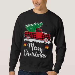 Karierter roter LKW, der Weihnachtsbaum-Weihnachts Sweatshirt