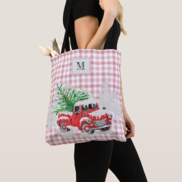 Karierter roter LKW-Rosa, traditionell kartiert Tasche