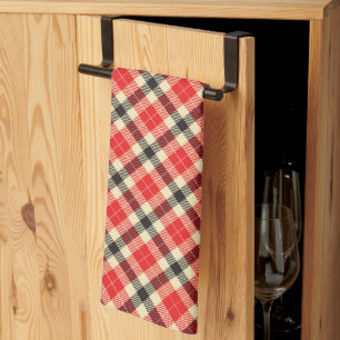 Karierter Roter und Schwarzer Tartan Geschirrtuch