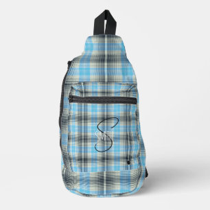 Karierter Rucksack mit blauem und schwarzem HAMbyW