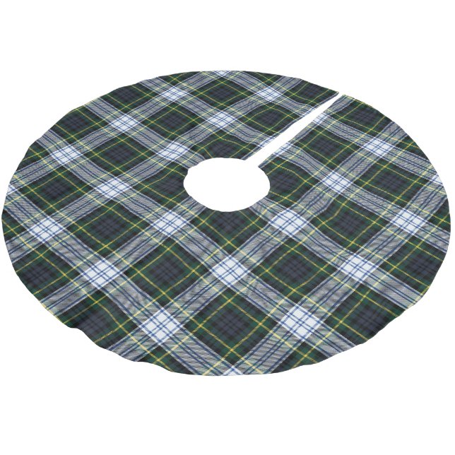 Karierter Rustikaler Clan Gordon Tartan Polyester Weihnachtsbaumdecke (Schrägansicht)
