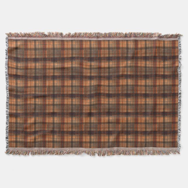 Karierter schottischer Orangenschwarz Decke (Vorderseite)