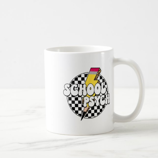 Karierter Schulpsychologe Bleistift Blitz Kaffeetasse (Rechts)