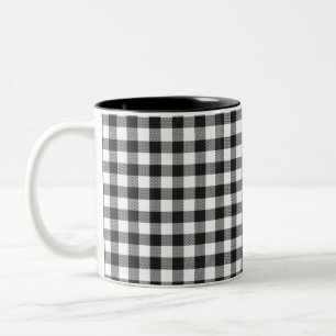 Karierter Schwarz-weißer Karo Gingham Mama Geburts Zweifarbige Tasse