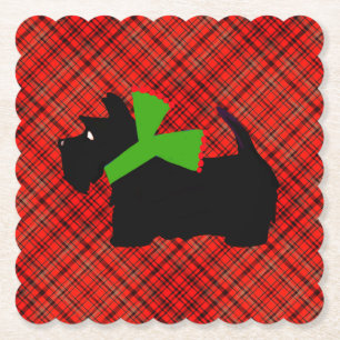 Karierter Scotty Hund frohe Weihnachtsgeschenke Id Untersetzer