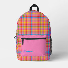 Karierter Spaß in Hot Pink Personalisiert Bedruckter Rucksack