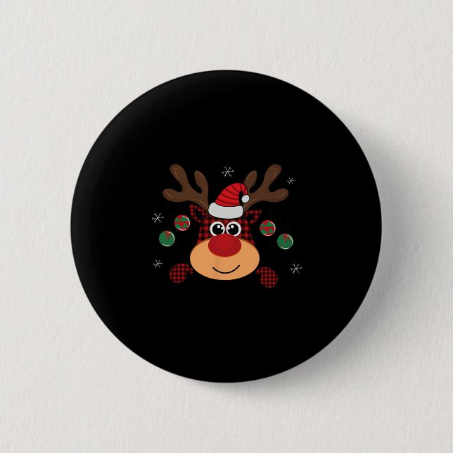 karierter Sprung in den  Winterbüffel Button (Vorderseite)