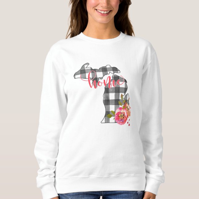 Karierter Staat von Michigan, Schwarz-Weiß-Buffalo Sweatshirt (Vorderseite)