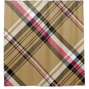 karierter Tartan in hellrosa Duschvorhang