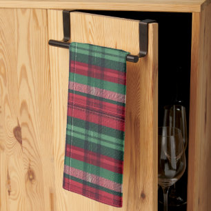 Karierter Tartan, traditioneller Rotgrüner Tartan Geschirrtuch