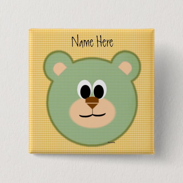 Karierter Teddybär Button (Vorderseite)