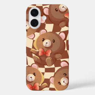 'Karierter Teddybär' iPhone 16 Hülle