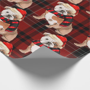Karierter und englischer Bulldog Dog Liebhaber Wei Geschenkpapier
