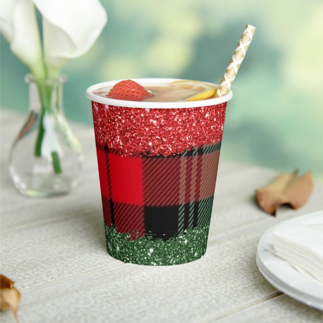 Karierter und Glitzer, 8oz Paper Cup, Lid: Keine Pappbecher (In Situ)