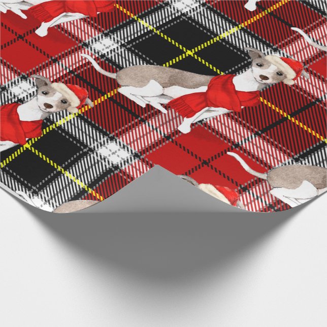 Karierter und italienischer Greyhound Dog Liebhabe Geschenkpapier (Ecke)