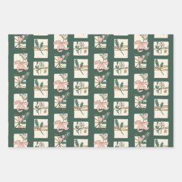 Karierter Urlaub in Rosa und Evergreen Geschenkpapier Set