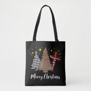 Karierter Weihnachtsbaum Christlich Kreuz Jesus fr Tasche
