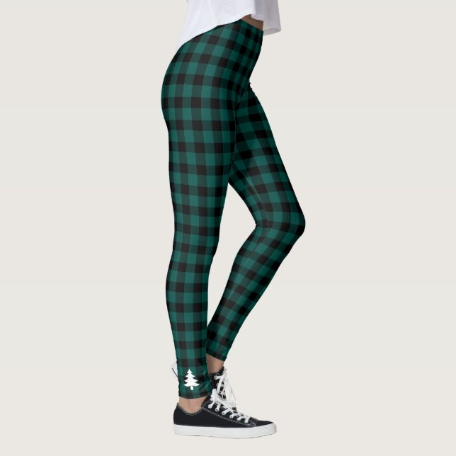 Karierter Weihnachtsbaum Grün Leggings (Rechts)