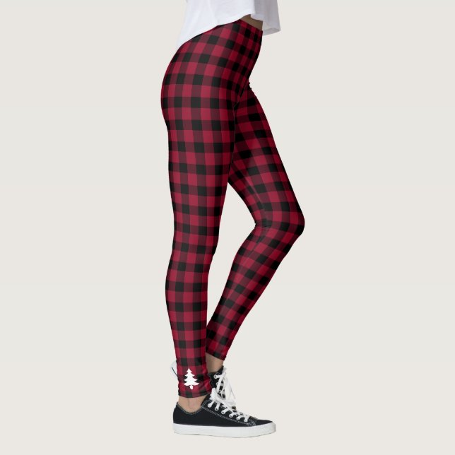 Karierter Weihnachtsbaum Rot Leggings (Rechts)