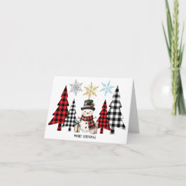 Karierter Weihnachtsbaum Snowman - Frohe Weihnacht Karte