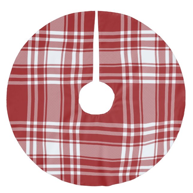 Karierter Weihnachtsfest in Rot-Weiß Polyester Weihnachtsbaumdecke (Vorderseite)