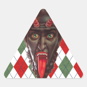 karierter Weihnachtskrampf Dreieckiger Aufkleber