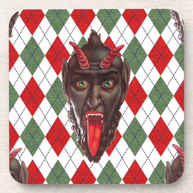 karierter Weihnachtskrampf Getränkeuntersetzer (Vorderseite)