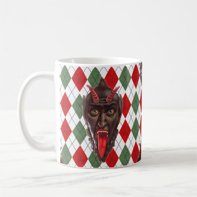 karierter Weihnachtskrampf Kaffeetasse (Links)