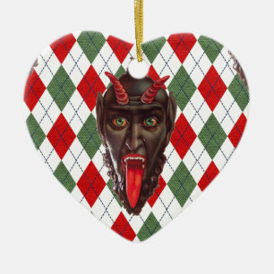 karierter Weihnachtskrampf Keramik Ornament