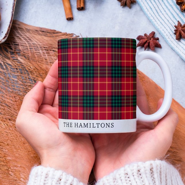 Karierter Weihnachtsmahler Red Tartan - Personalis Kaffeetasse (Von Creator hochgeladen)