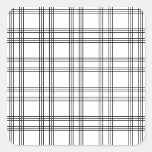 Karierter weißer Tartan mit schwarzen Linien Quadratischer Aufkleber