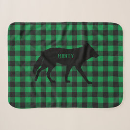 Karierter Wild-Coyote-Hund in Green Buffalo anpass Sherpadecke