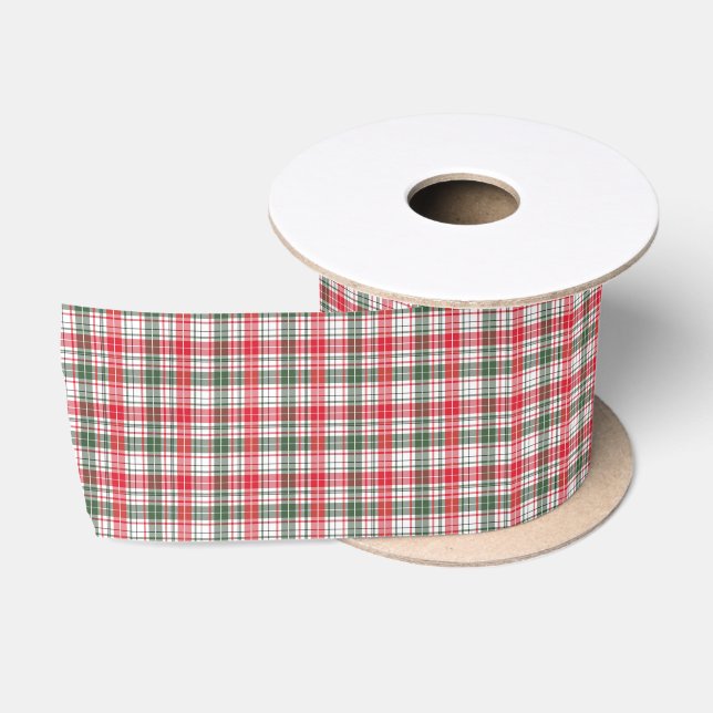 Karierter Winterurlaub Weihnachtsname Personalisie Satinband (Spule)