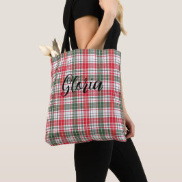 Karierter Winterurlaub Weihnachtsname Personalisie Tasche