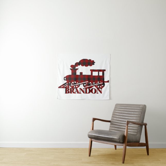 Karierter Zug personalisiert Wandteppich (Beispiel (Horizontal))