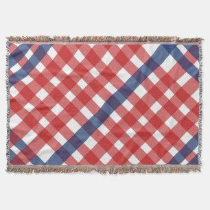 Kariertes Amerika - Rot, Weiß und Blau Gingham Decke