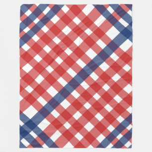 Kariertes Amerika - Rot, Weiß und Blau Gingham Fleecedecke