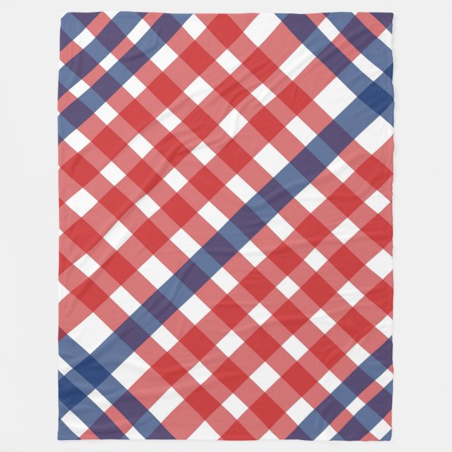 Kariertes Amerika - Rot, Weiß und Blau Gingham Fleecedecke (Vorderseite)