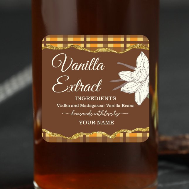 Kariertes Anpassen des hausgemachten Vanilla Extra Quadratischer Aufkleber (Von Creator hochgeladen)