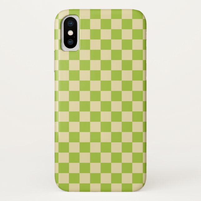 Kariertes apfelgrünes und beige Case-Mate iPhone hülle (Rückseite)