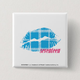 Kariertes Aqua Button