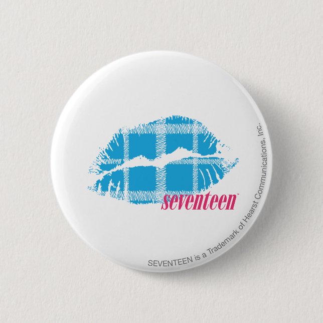 Kariertes Aqua Button (Vorderseite)
