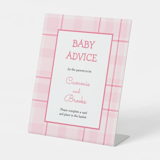 Kariertes Babyratenzeichen Sockelschild (Vorderseite)