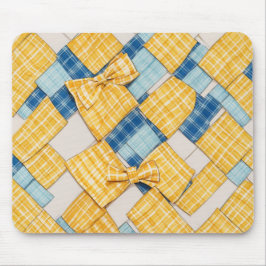 Kariertes Basketwegemuster Gelb und Blau Mousepad