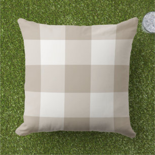 Kariertes Bauernhaus Muster Beige und White Gingha Kissen