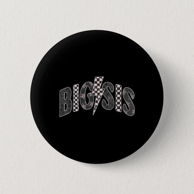 Kariertes Big-Sis-Neuschwester-Ankündigung Button (Vorderseite)